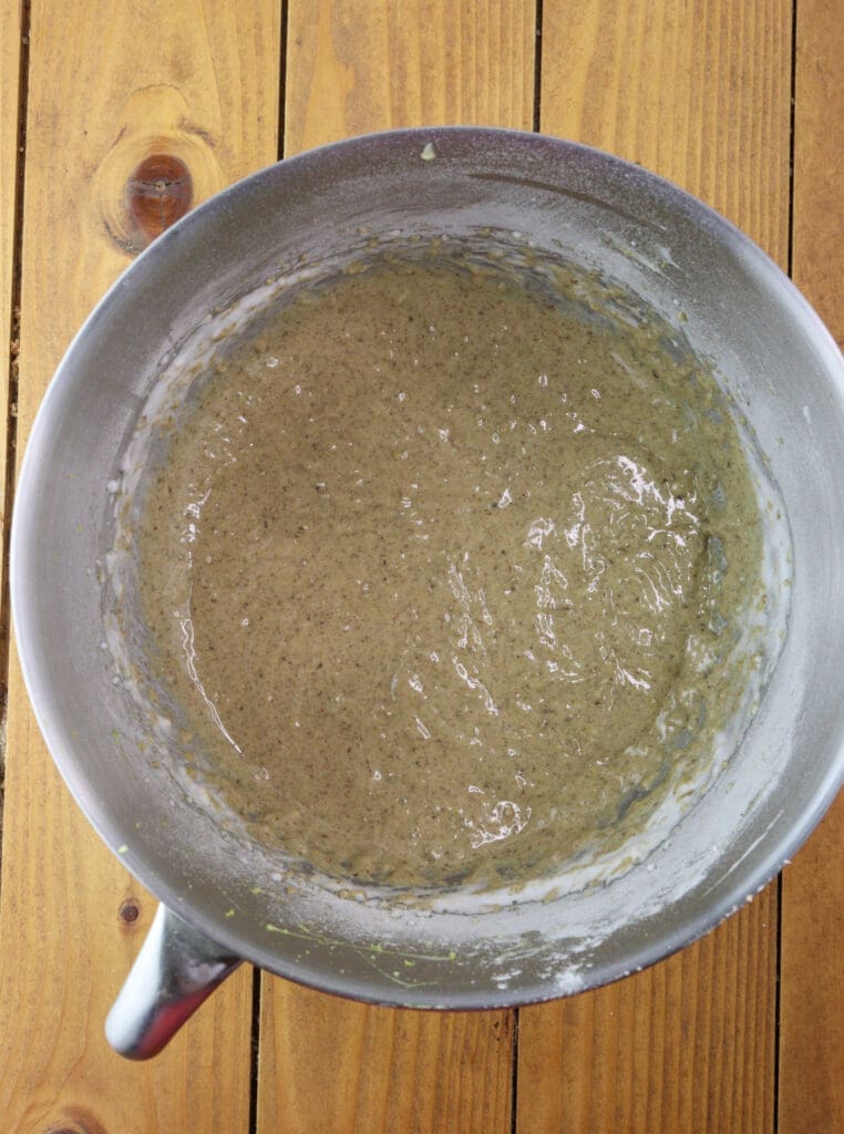 Mixing eggs in the buckwheat batter.